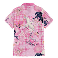 Pink Palaka Crane and Flowers Family Matching Mermaid Dress and Hawaiian Shirt Japan Heritage Spirit - Polynesian Pride