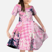Pink Palaka Crane and Flowers Family Matching Off The Shoulder Long Sleeve Dress and Hawaiian Shirt Japan Heritage Spirit - Polynesian Pride