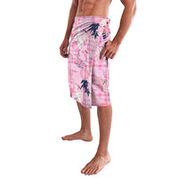 Pink Palaka Crane and Flowers Lavalava Japan Heritage Spirit - Polynesian Pride