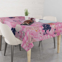 Pink Palaka Crane and Flowers Tablecloth Japan Heritage Spirit - Polynesian Pride