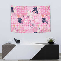 Pink Palaka Crane and Flowers Tapestry Japan Heritage Spirit - Polynesian Pride