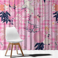 Pink Palaka Crane and Flowers Window Curtain Japan Heritage Spirit - Polynesian Pride
