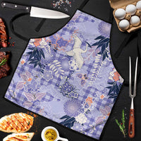 Purple Palaka Crane and Flowers Apron Japan Heritage Spirit - Polynesian Pride