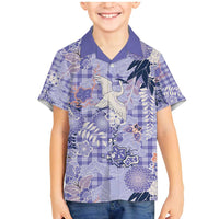 Purple Palaka Crane and Flowers Family Matching Mermaid Dress and Hawaiian Shirt Japan Heritage Spirit - Polynesian Pride