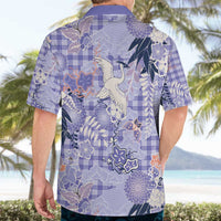 Purple Palaka Crane and Flowers Hawaiian Shirt Japan Heritage Spirit - Polynesian Pride