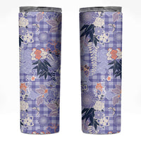 Purple Palaka Crane and Flowers Skinny Tumbler Japan Heritage Spirit - Polynesian Pride