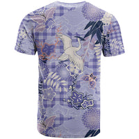 Purple Palaka Crane and Flowers T Shirt Japan Heritage Spirit - Polynesian Pride