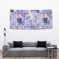 Purple Palaka Crane and Flowers Tapestry Japan Heritage Spirit - Polynesian Pride