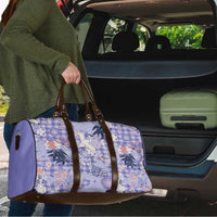 Purple Palaka Crane and Flowers Travel Bag Japan Heritage Spirit - Polynesian Pride