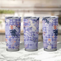 Purple Palaka Crane and Flowers Tumbler Cup Japan Heritage Spirit - Polynesian Pride