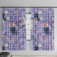 Purple Palaka Crane and Flowers Window Curtain Japan Heritage Spirit - Polynesian Pride