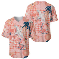Red Palaka Crane and Flowers Baseball Jersey Japan Heritage Spirit LT9 - Polynesian Pride