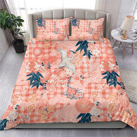 Red Palaka Crane and Flowers Bedding Set Japan Heritage Spirit - Polynesian Pride