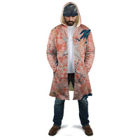 Red Palaka Crane and Flowers Cloak Japan Heritage Spirit - Polynesian Pride