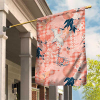 Red Palaka Crane and Flowers Garden Flag Japan Heritage Spirit - Polynesian Pride