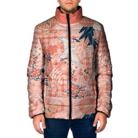 Red Palaka Crane and Flowers Padded Jacket Japan Heritage Spirit - Polynesian Pride