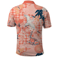 Red Palaka Crane and Flowers Polo Shirt Japan Heritage Spirit - Polynesian Pride