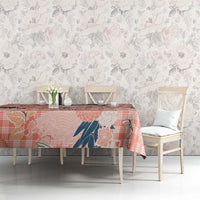 Red Palaka Crane and Flowers Tablecloth Japan Heritage Spirit - Polynesian Pride