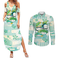 Personalized Japanese Kawaii Sushi Couples Matching Summer Maxi Dress and Long Sleeve Button Shirt Green Wagara Palaka This Is How I Roll
