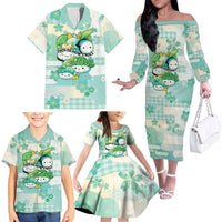 Personalized Japanese Kawaii Sushi Family Matching Off The Shoulder Long Sleeve Dress and Hawaiian Shirt Green Wagara Palaka This Is How I Roll LT9 - Polynesian Pride