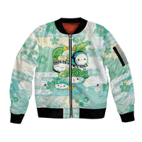 Personalized Japanese Kawaii Sushi Sleeve Zip Bomber Jacket Green Wagara Palaka This Is How I Roll