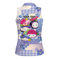 Personalized Japanese Kawaii Sushi Women Sleeveless Polo Shirt Blue Wagara Palaka This Is How I Roll