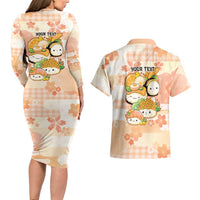 Personalized Japanese Kawaii Sushi Couples Matching Long Sleeve Bodycon Dress and Hawaiian Shirt Peach Wagara Palaka This Is How I Roll