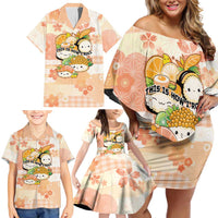 Personalized Japanese Kawaii Sushi Family Matching Off Shoulder Short Dress and Hawaiian Shirt Peach Wagara Palaka This Is How I Roll LT9 - Polynesian Pride