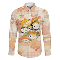 Personalized Japanese Kawaii Sushi Family Matching Tank Maxi Dress and Hawaiian Shirt Peach Wagara Palaka This Is How I Roll LT9 Dad's Shirt - Long Sleeve Peach - Polynesian Pride