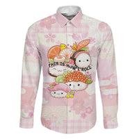 Personalized Japanese Kawaii Sushi Family Matching Short Sleeve Bodycon Dress and Hawaiian Shirt Pink Wagara Palaka This Is How I Roll LT9 Dad's Shirt - Long Sleeve Pink - Polynesian Pride