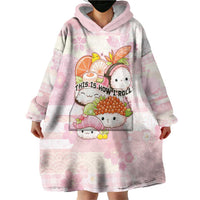 Personalized Japanese Kawaii Sushi Wearable Blanket Hoodie Pink Wagara Palaka This Is How I Roll