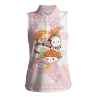 Personalized Japanese Kawaii Sushi Women Sleeveless Polo Shirt Pink Wagara Palaka This Is How I Roll
