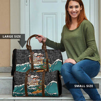 Personalized Japanese Koi Fish Ramen Travel Bag Tiki Surfing Wagara Hibiscus Pattern