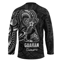 Black Guam Latte Stone Tribal Tattoo Hockey Jersey Hafa Adai Six 7 One - Polynesian Pride
