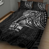 Black Guam Latte Stone Tribal Tattoo Quilt Bed Set Hafa Adai Six 7 One