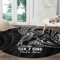 Black Guam Latte Stone Tribal Tattoo Round Carpet Hafa Adai Six 7 One