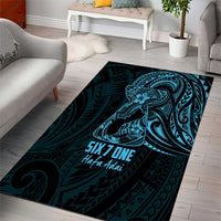 Blue Guam Latte Stone Tribal Tattoo Area Rug Hafa Adai Six 7 One