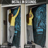 Blue Guam Latte Stone Tribal Tattoo Door Cover Hafa Adai Six 7 One - Polynesian Pride