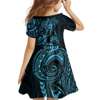 Blue Guam Latte Stone Tribal Tattoo Family Matching Summer Maxi Dress and Hawaiian Shirt Hafa Adai Six 7 One LT9 - Polynesian Pride