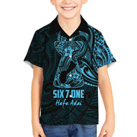Blue Guam Latte Stone Tribal Tattoo Family Matching Summer Maxi Dress and Hawaiian Shirt Hafa Adai Six 7 One LT9 Son's Shirt Blue - Polynesian Pride