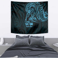 Blue Guam Latte Stone Tribal Tattoo Tapestry Hafa Adai Six 7 One