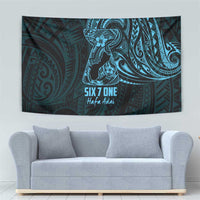 Blue Guam Latte Stone Tribal Tattoo Tapestry Hafa Adai Six 7 One