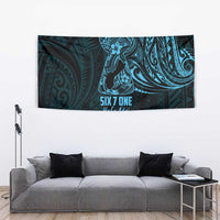 Blue Guam Latte Stone Tribal Tattoo Tapestry Hafa Adai Six 7 One