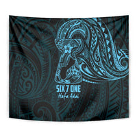 Blue Guam Latte Stone Tribal Tattoo Tapestry Hafa Adai Six 7 One