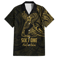 Gold Guam Latte Stone Tribal Tattoo Family Matching Summer Maxi Dress and Hawaiian Shirt Hafa Adai Six 7 One LT9 Dad's Shirt - Short Sleeve Gold - Polynesian Pride