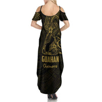 Gold Guam Latte Stone Tribal Tattoo Family Matching Summer Maxi Dress and Hawaiian Shirt Hafa Adai Six 7 One LT9 - Polynesian Pride