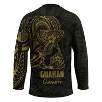 Gold Guam Latte Stone Tribal Tattoo Hockey Jersey Hafa Adai Six 7 One - Polynesian Pride