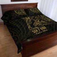 Gold Guam Latte Stone Tribal Tattoo Quilt Bed Set Hafa Adai Six 7 One