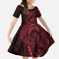 Oxblood Guam Latte Stone Tribal Tattoo Family Matching Short Sleeve Bodycon Dress and Hawaiian Shirt Hafa Adai Six 7 One LT9 Daughter's Dress Oxblood - Polynesian Pride