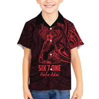 Oxblood Guam Latte Stone Tribal Tattoo Family Matching Short Sleeve Bodycon Dress and Hawaiian Shirt Hafa Adai Six 7 One LT9 Son's Shirt Oxblood - Polynesian Pride